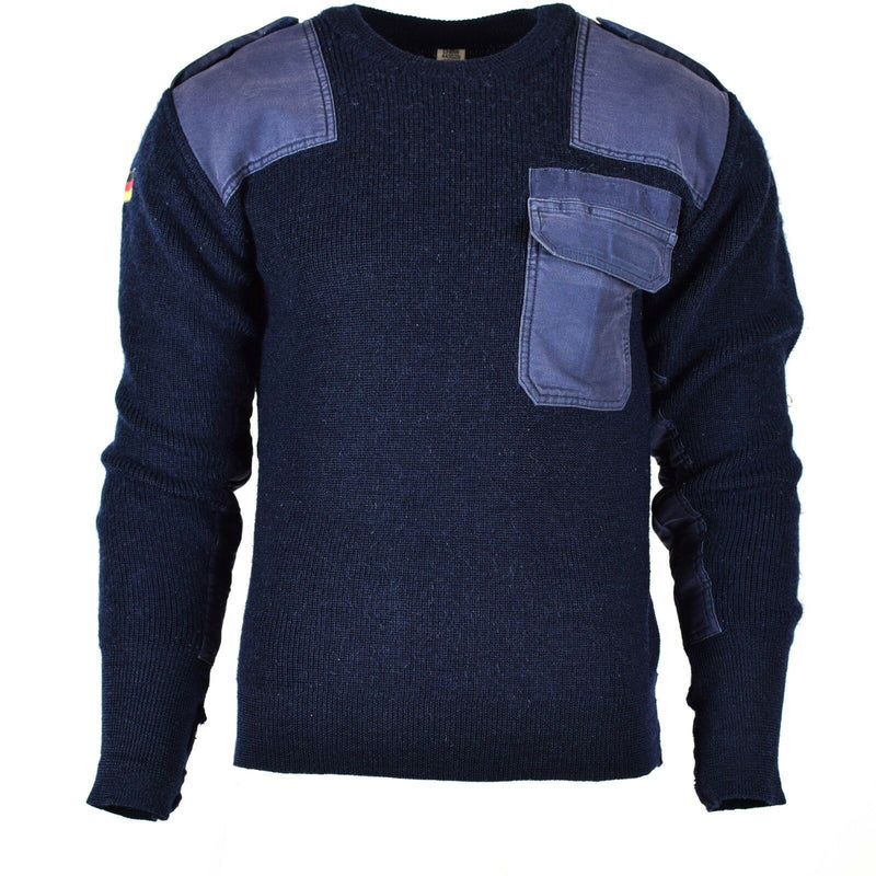 Jumper del ejército alemán original Comando de comando azul azul marino suéter de lana militar