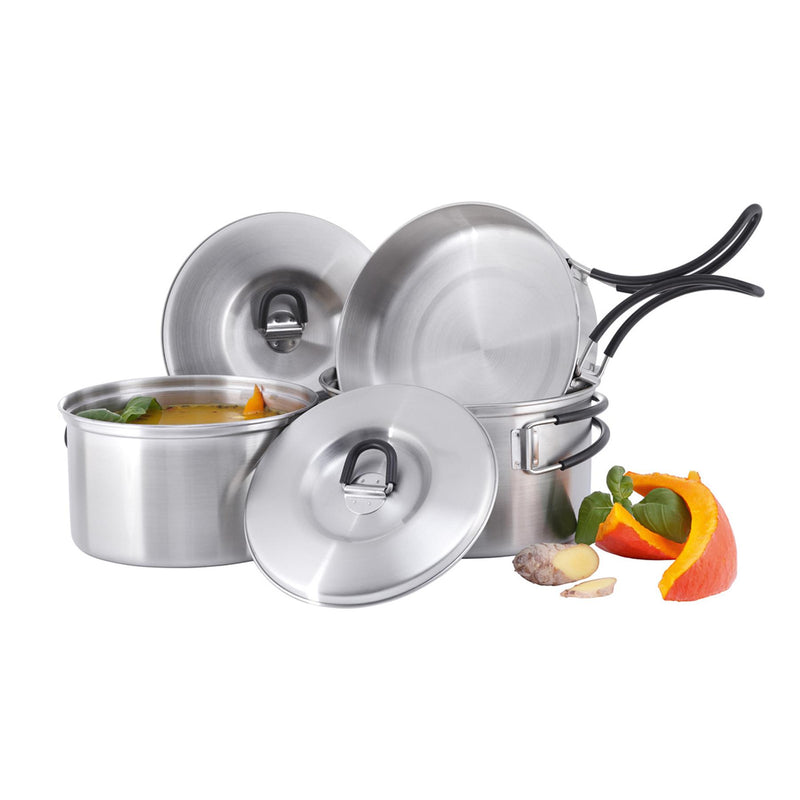 Tatonka Camping Cooking Juego de acero inoxidable de acero inoxidable Pot compacta de fuego al aire libre