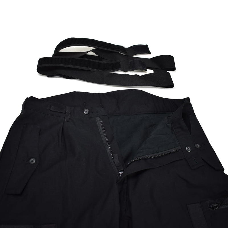 Pantalones de petrolero térmicos suecos genuinos M90 NEGROS BDU Pantalones W BRACES GENERALES NUEVOS