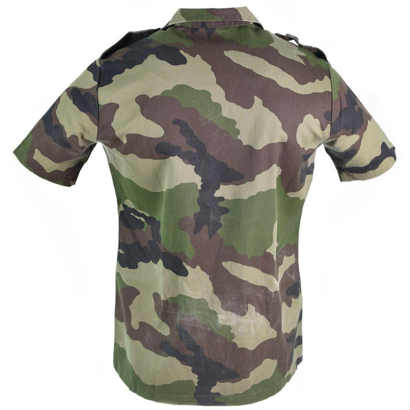 Camisa del ejército francés original F2 Woodland Camo CCE Camas de mangas cortas