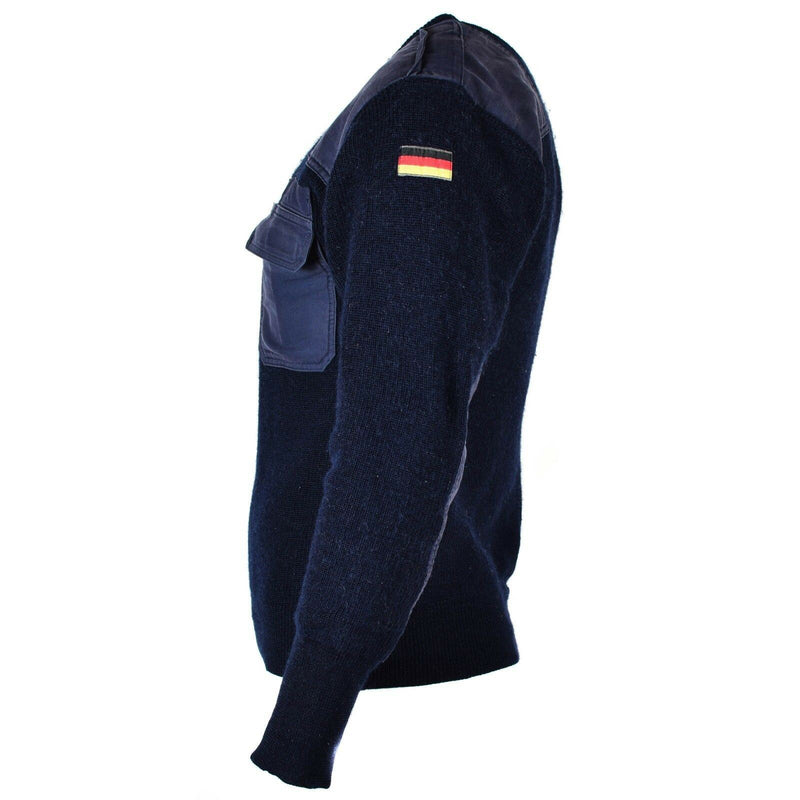 Jumper del ejército alemán original Comando de comando azul azul marino suéter de lana militar