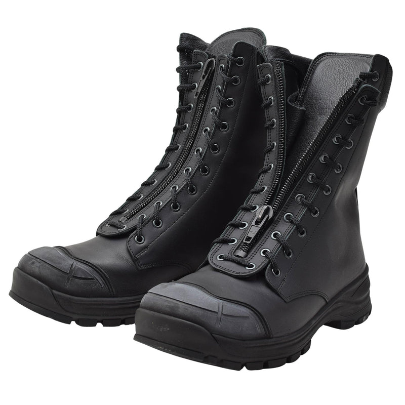 Botas tácticas del ejército holandés original de cuero negro antibacteriano antibacteriano nuevo