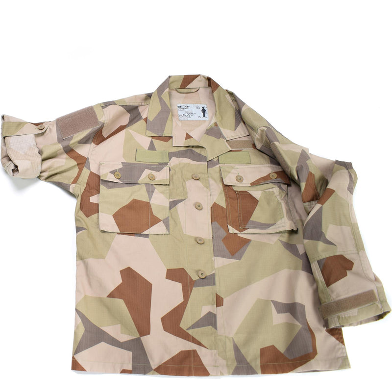 Genú de la chaqueta del ejército sueco M90 Desert Camo Field Tropas Camisa ligera NUEVA