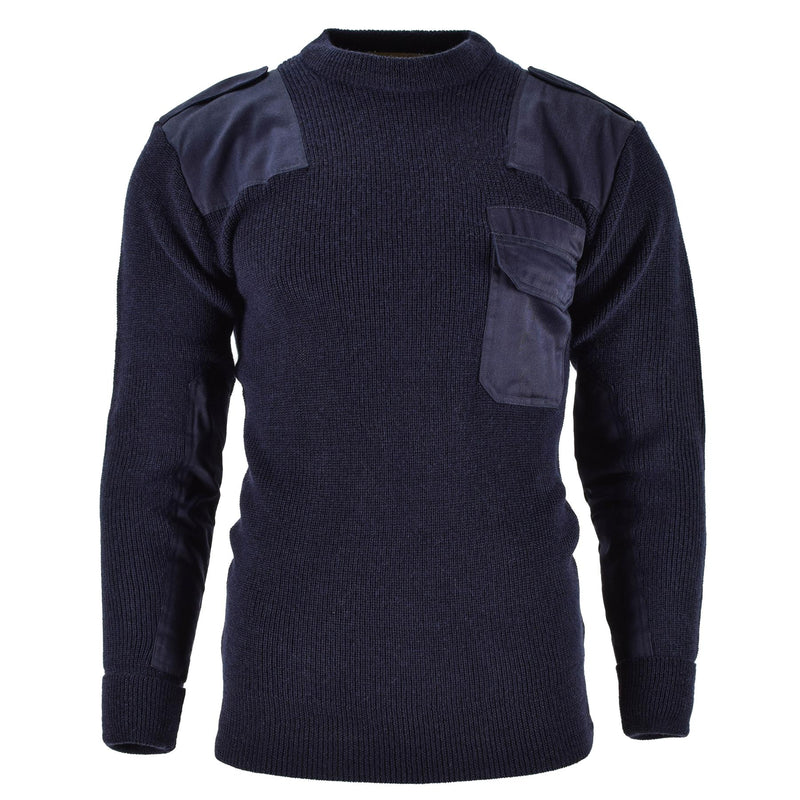 Mil-Tec Brand Men Sweater Alemán Comando Comando de comando Sweater azul marino lana