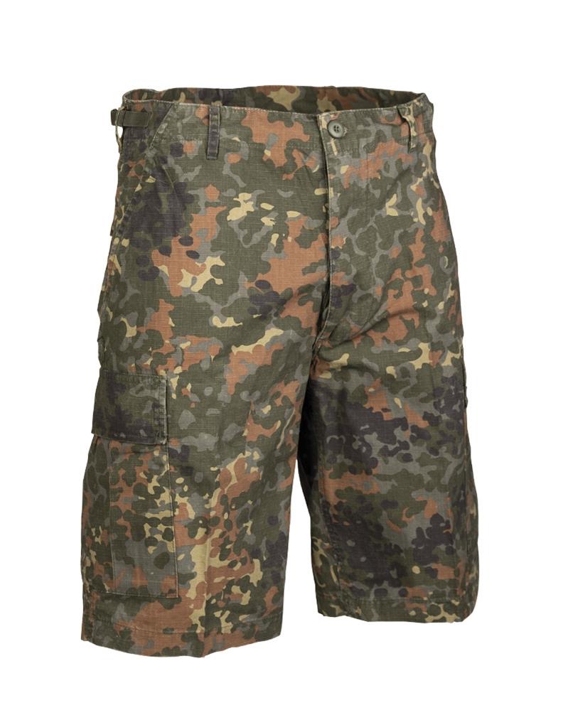 Mil-Tec Brand Militar Militar de EE. UU. Preportado Flecktarn Camo Ripstop Field Shorts