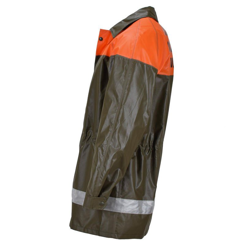 Chaqueta de lluvia suiza original Protección civil de oliva Implaz de agua Azulario nuevo nuevo