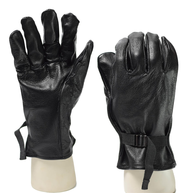 Originales del ejército belga Soldado táctico Guantes de cuero de cuero Negro NEGURO NUEVO