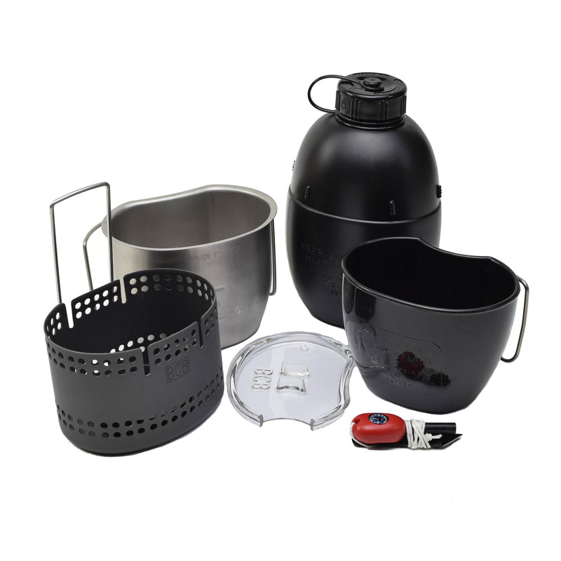 BCB Sistema de cocción Dragón Estove de aluminio negro 6 PCS Conjunto de campamento compacto duradero