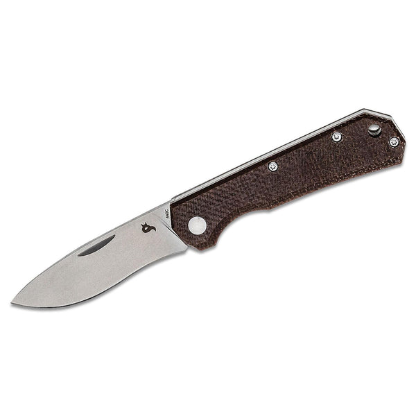 Fox Knives Brand Ciol Cuchillo plegable Micarta Steel 440C Varela de cuero recubierta de satén