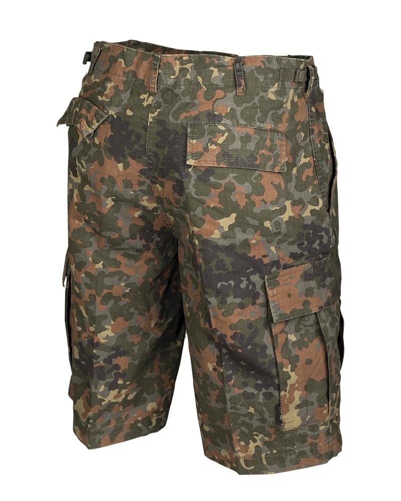 Mil-Tec Brand Militar Militar de EE. UU. Preportado Flecktarn Camo Ripstop Field Shorts