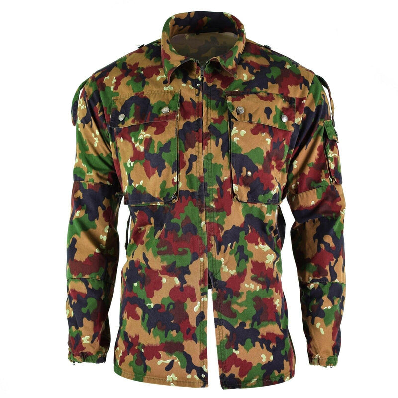 Camisa de camuflaje alpenflage de campo de combate de la chaqueta del ejército suizo original M83