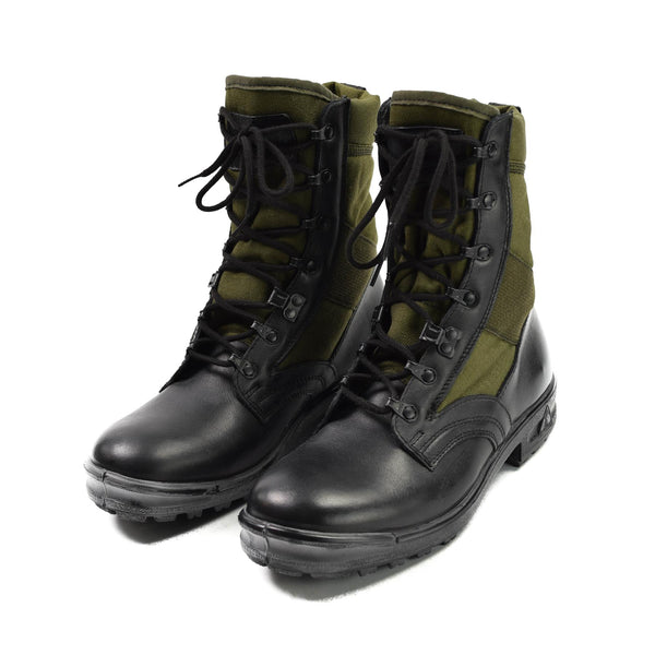 Botas tropicales del ejército original de Alemania Baltes Balas negros/OD Green Military Excedente Nuevo