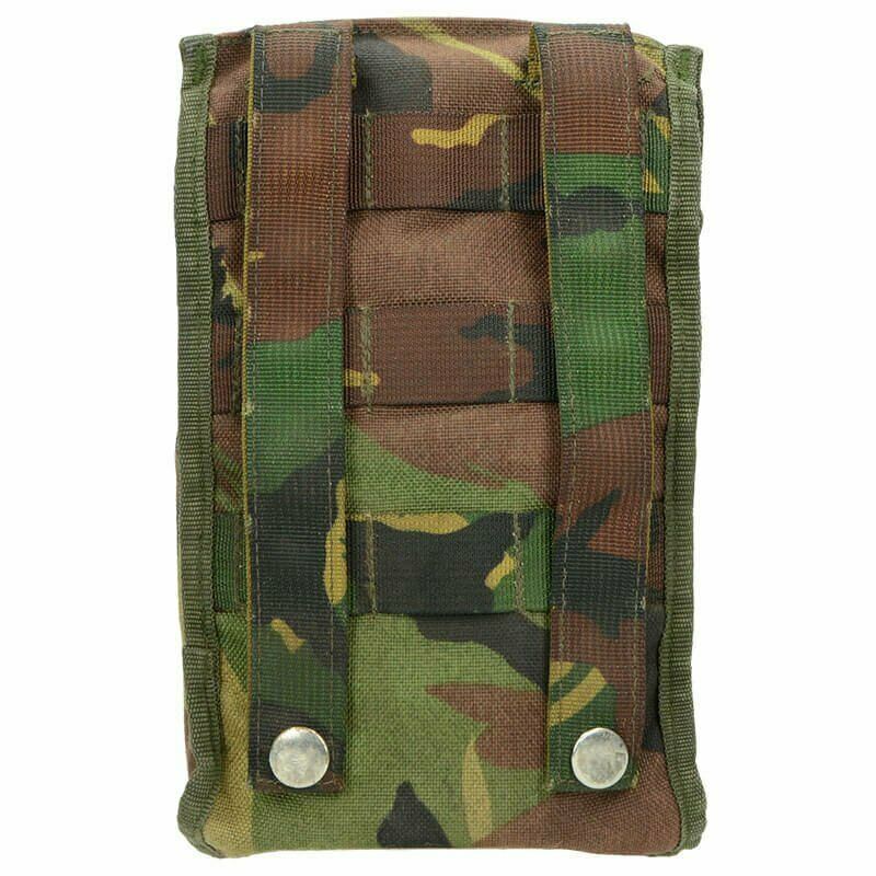 Cantina del ejército holandés genuino W Pouch y copa de acero inoxidable DPM Camuflaje Molle