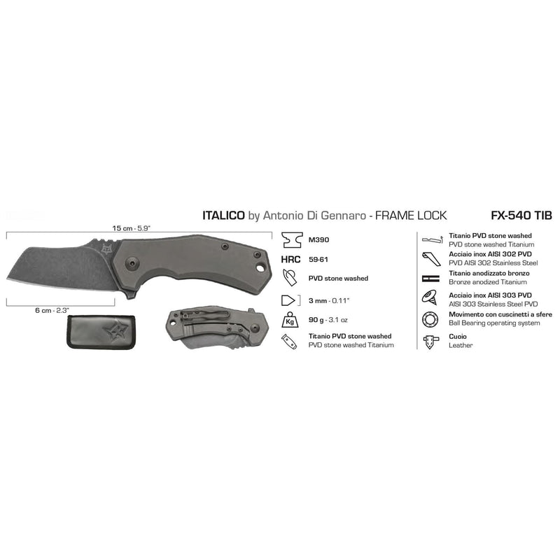 Fox Knives ITSTICO Sheepsfoot de bolsillo M390 Acero Táctico Táctico Plegado