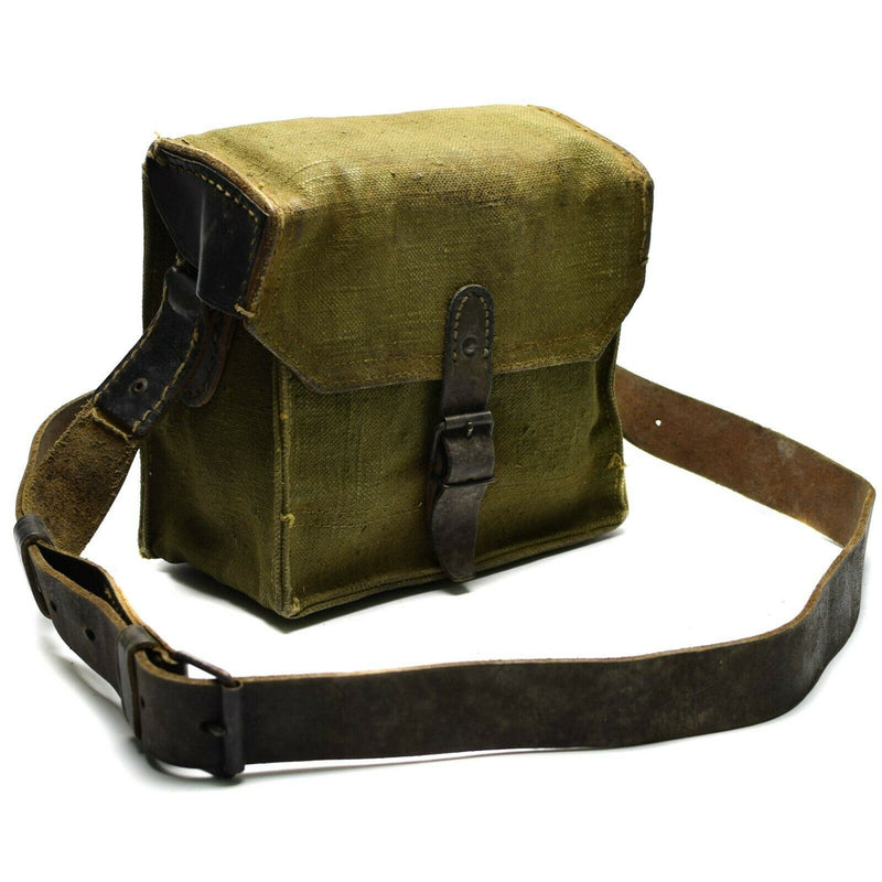 Bolso de hombro francés genuino Army Canvas Olive OD MOMA MMO de revista