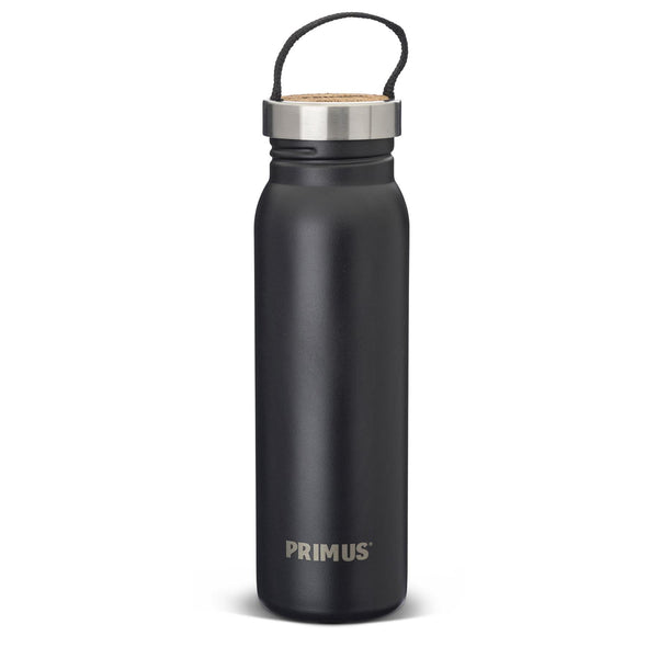 Primus Klunken Botella 700 ml de acero inoxidable en polvo negro con corcho con recubrimiento