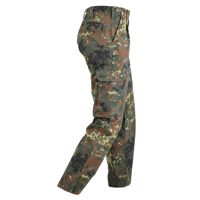 Pantalones de carga de campo de estilo militar alemán Flecktarn camufla