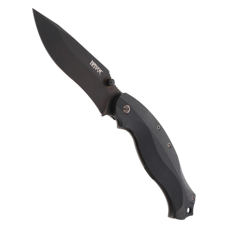 Fox Knives Havoc Havoc Cuchillo de bolsillo Titanium Marco de titanio Cuchillo plegable G10 Manija Negro