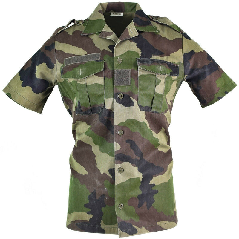 Camisa del ejército francés original F2 Woodland Camo CCE Camas de mangas cortas