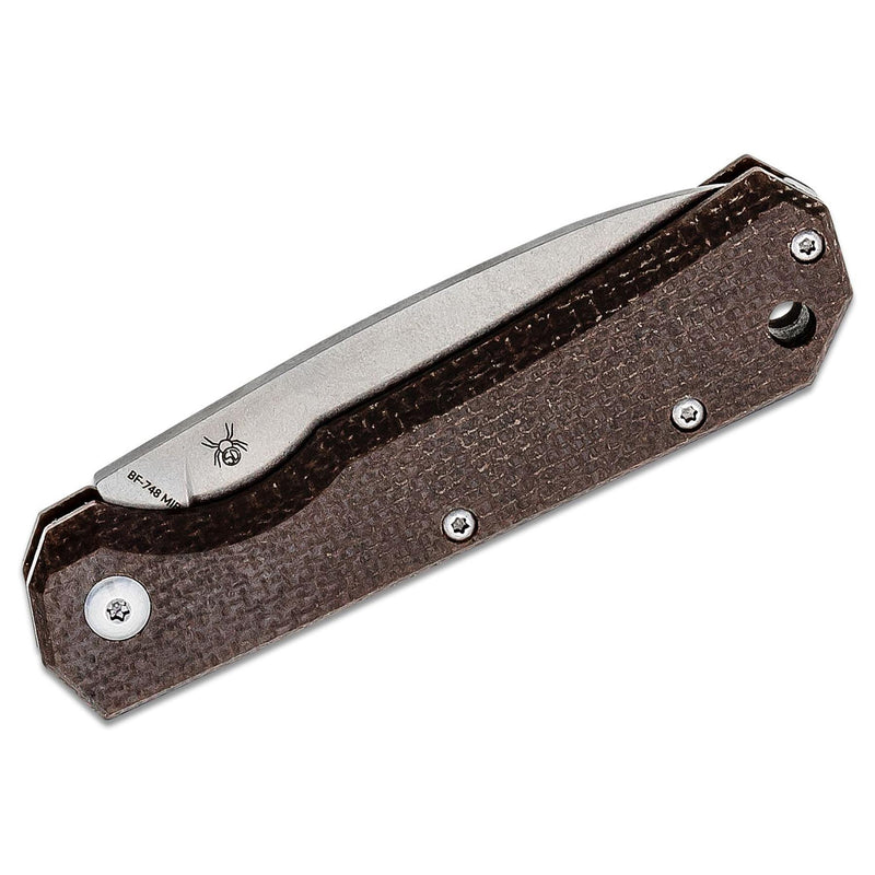 Fox Knives Brand Ciol Cuchillo plegable Micarta Steel 440C Varela de cuero recubierta de satén