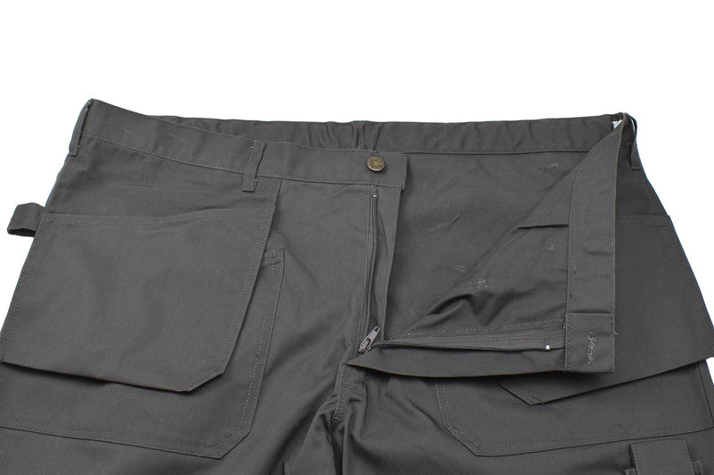 Pantalones de carga del ejército belga original trabajo rodillas reforzadas bolsillos extra gris nuevo