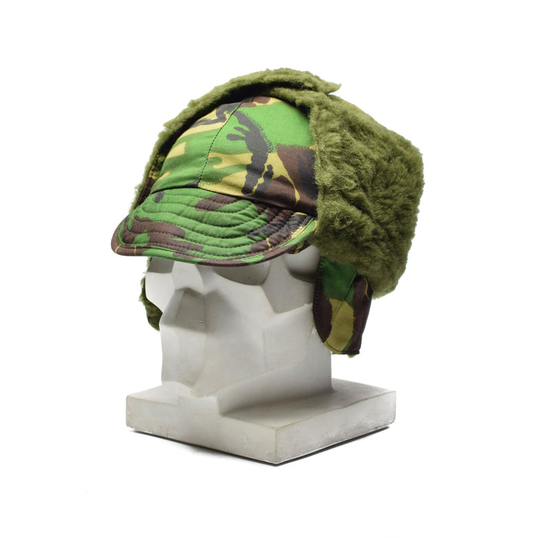 Auténticas fuerzas del ejército británico Sombrero de invierno Plegable orejas DPM Camuflaje de bosques