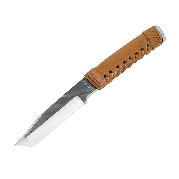 Mango de cuero de acero inoxidable sin recubrimiento sobreviviente de cuchillo fijo de la marca Boker