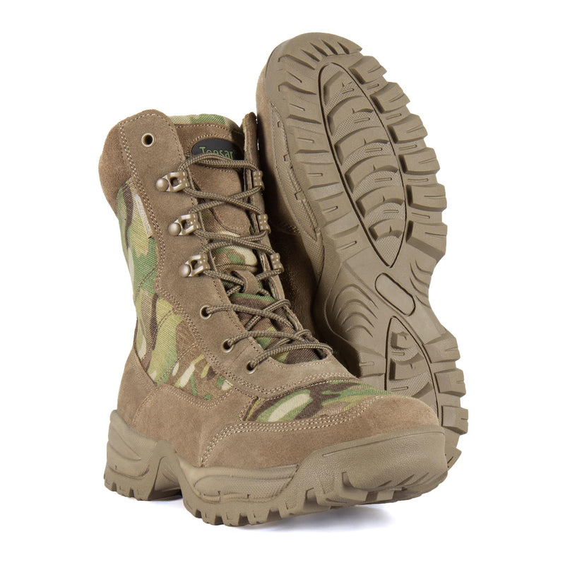 Teesar Botas Multicam Multicam Side Caza de caza Zip Servicio de trekking Calzado