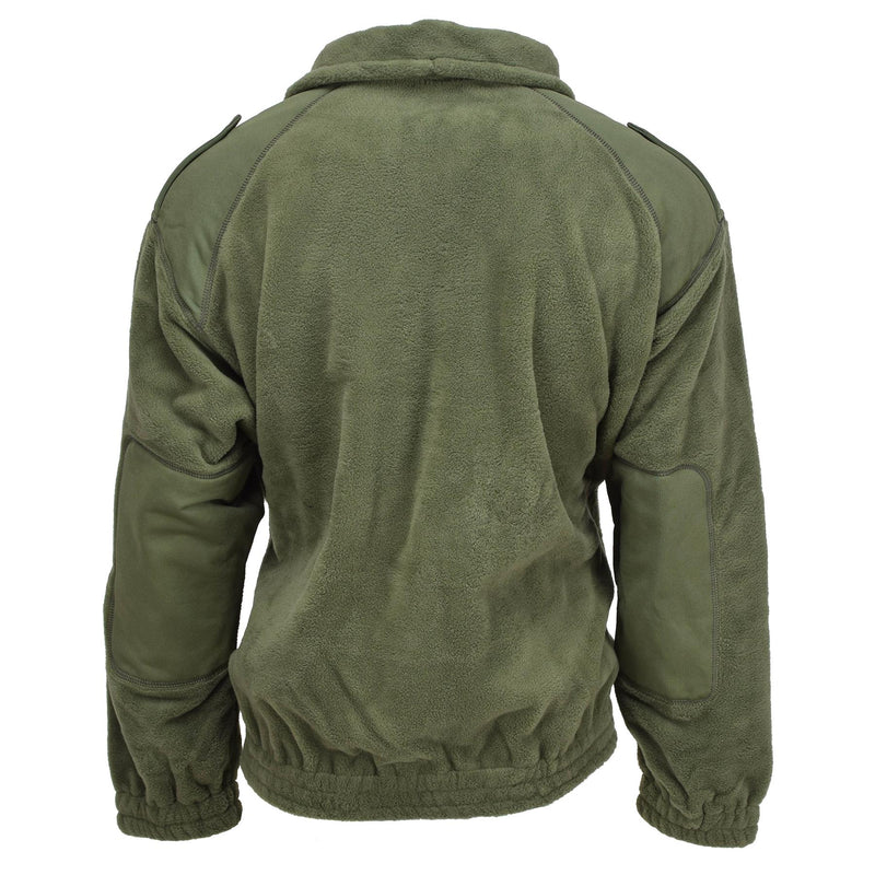 Chaqueta de vellón militar francesa original Polar Cálido de cuello alto, reforzado, oliva nueva