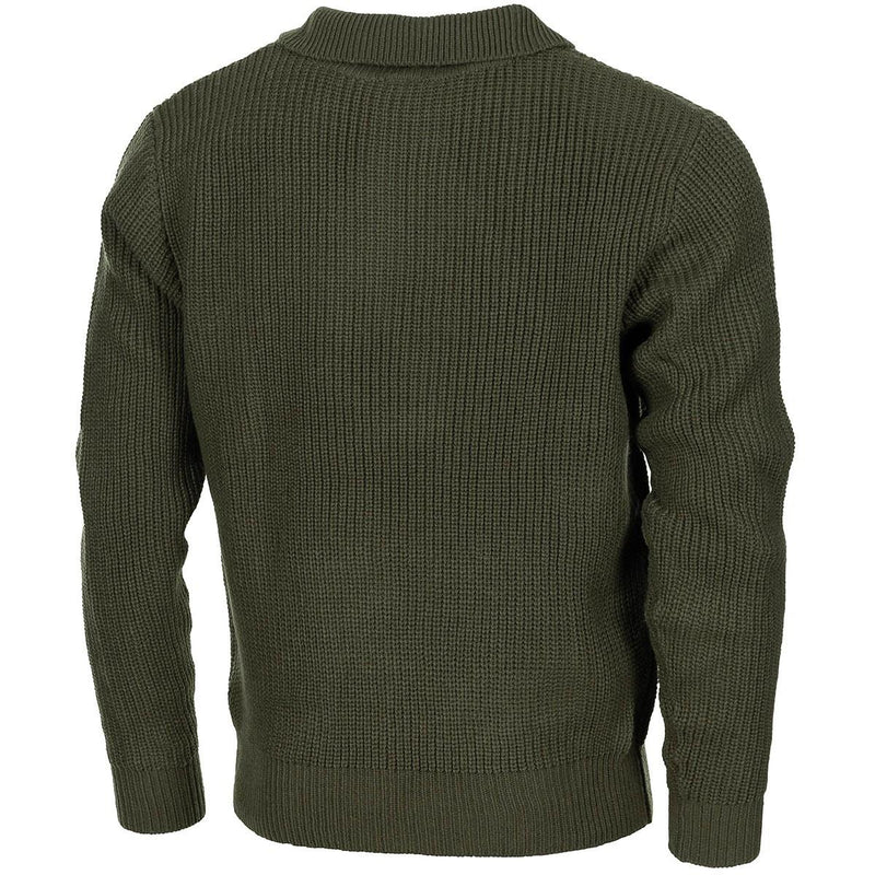 MFH Brand Troyer Style Sweater Quarter Zip Jumper RIV Knit Olive Pulster NUEVO