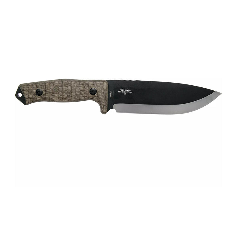 Fox Knives Bushman Cuchilla de cuchilla fija D2 Combate de supervivencia de acero Combate Micarta Mango