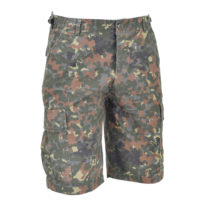 Mil-Tec Brand Militar Militar de EE. UU. Preportado Flecktarn Camo Ripstop Field Shorts