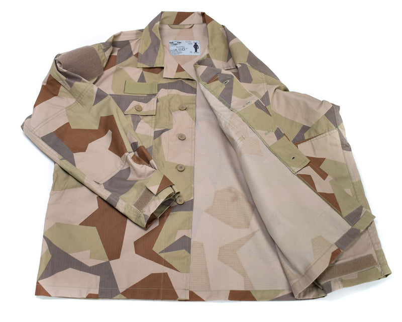 Genú de la chaqueta del ejército sueco M90 Desert Camo Field Tropas Camisa ligera NUEVA