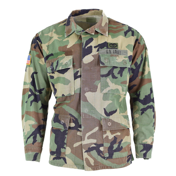 Chaqueta militar estadounidense original ripstop bosque camuflaje bdu tropas camisa