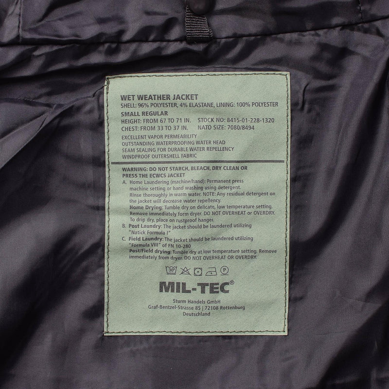 Mil-Tec Brand Parka W Liner de invierno Cálculo Black Chaqueta tibia Hombres impermeables Gear Rain Gear