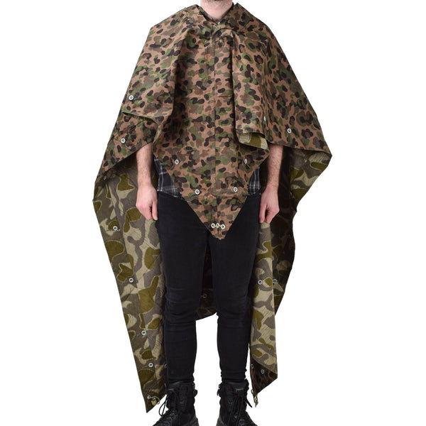 Original del ejército austriaco Pea Dot Splinter Camo Poncho Tienda Resistente al agua Vintage