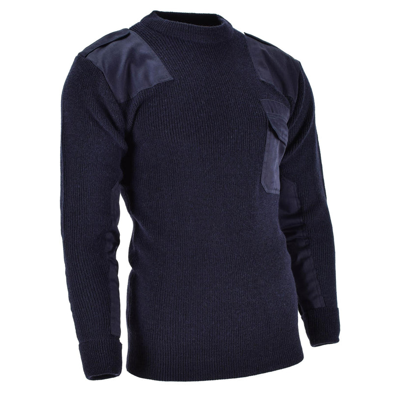 Mil-Tec Brand Men Sweater Alemán Comando Comando de comando Sweater azul marino lana