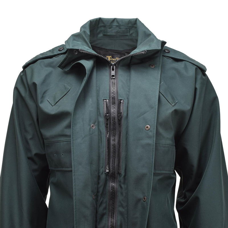 Uniforme de policía británico original Anorak impermeabilizan el impermeable verde sin forro verde