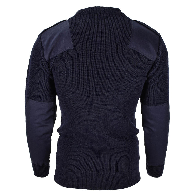 Mil-Tec Brand Men Sweater Alemán Comando Comando de comando Sweater azul marino lana