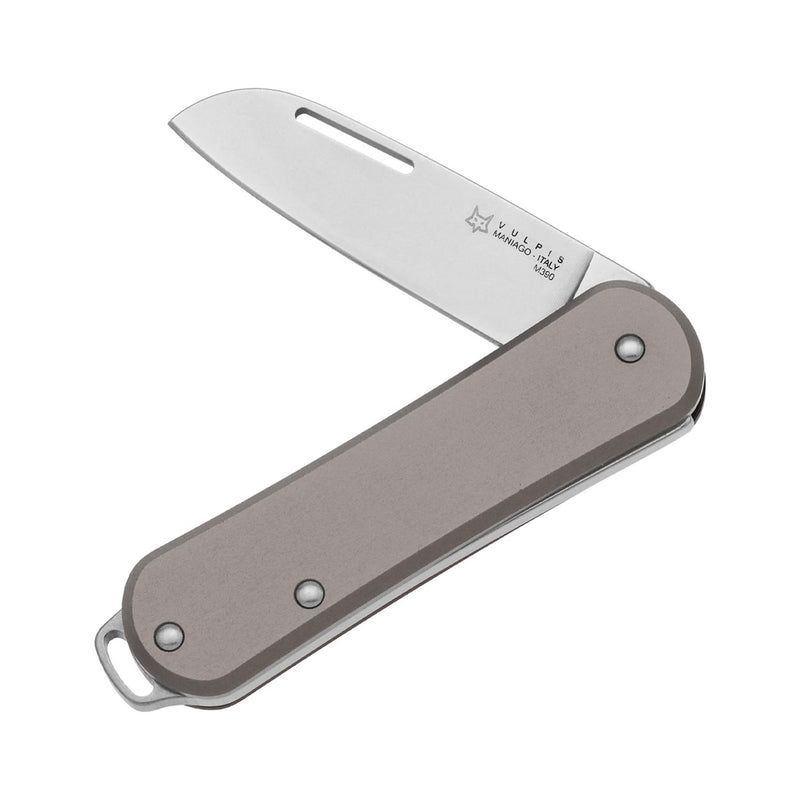 Fox Knives Vulpis Punto de bolsillo de bolsillo plegable Punto de caída de acero inoxidable M390 gris