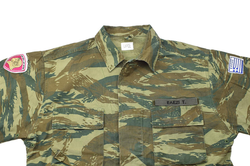 Field militar griego original BDU Jacket Lizard Camuflage Grecia Camisetas del ejército