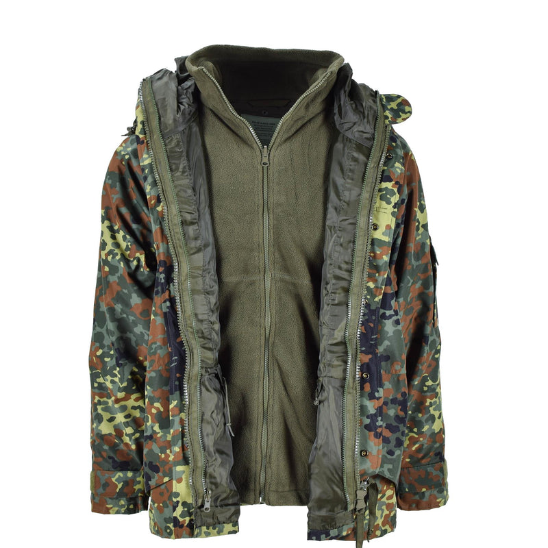 MIL-TEC Alemán PARKA W Liner Goretex Camo Flecktarn Chaqueta de hombres impermeables