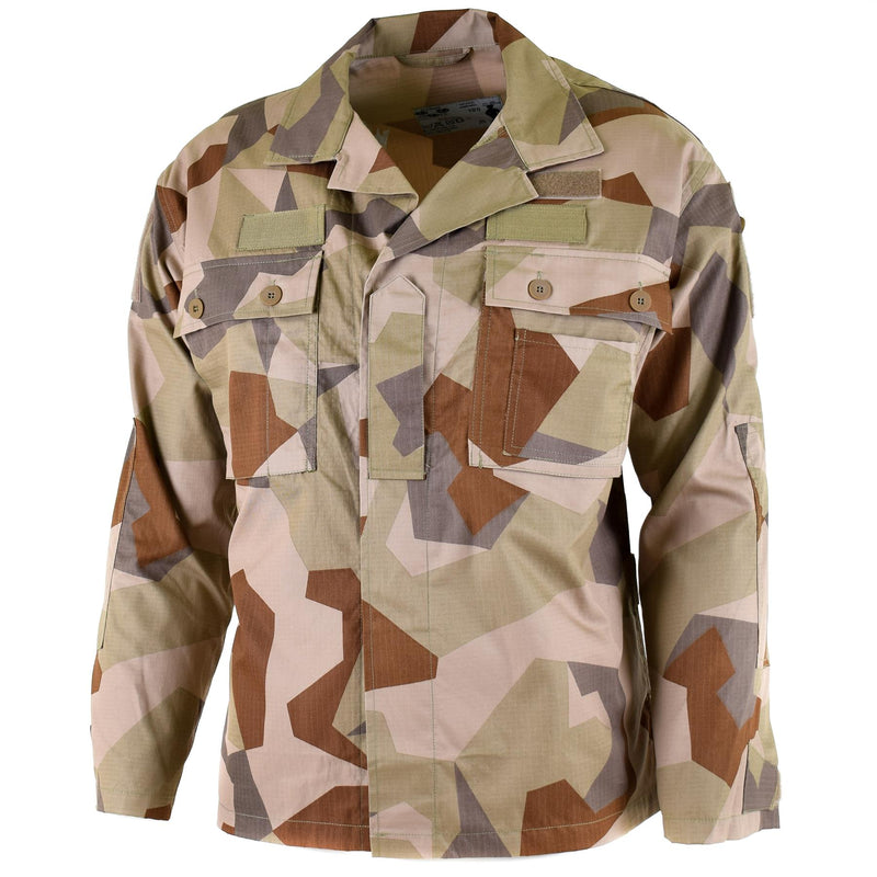 Genú de la chaqueta del ejército sueco M90 Desert Camo Field Tropas Camisa ligera NUEVA