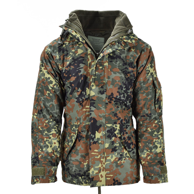 MIL-TEC Alemán PARKA W Liner Goretex Camo Flecktarn Chaqueta de hombres impermeables