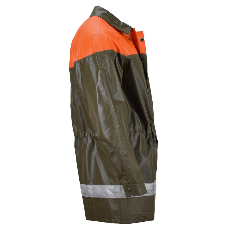 Chaqueta de lluvia suiza original Protección civil de oliva Implaz de agua Azulario nuevo nuevo