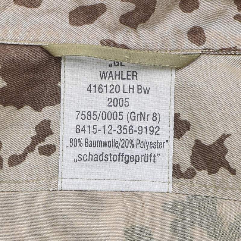 Original Alemania Ejército BW Camisa de campo Tropentarn Camuflage Blusa de manga corta