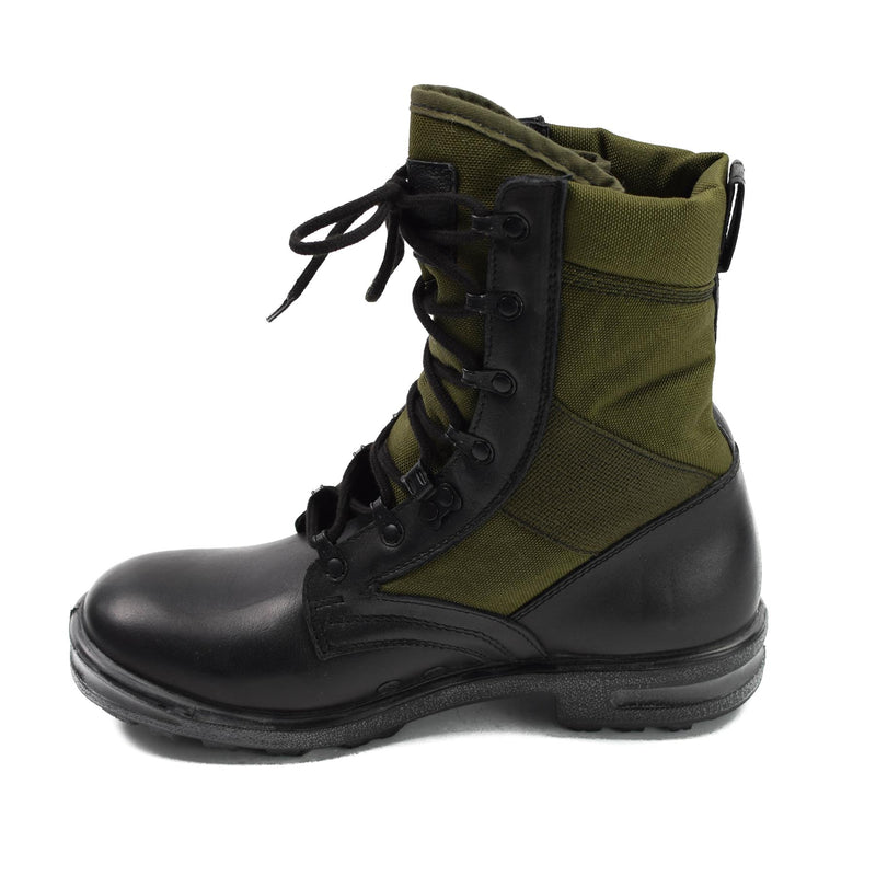 Botas tropicales del ejército original de Alemania Baltes Balas negros/OD Green Military Excedente Nuevo