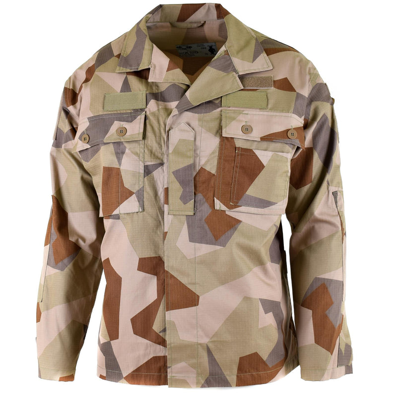 Genú de la chaqueta del ejército sueco M90 Desert Camo Field Tropas Camisa ligera NUEVA