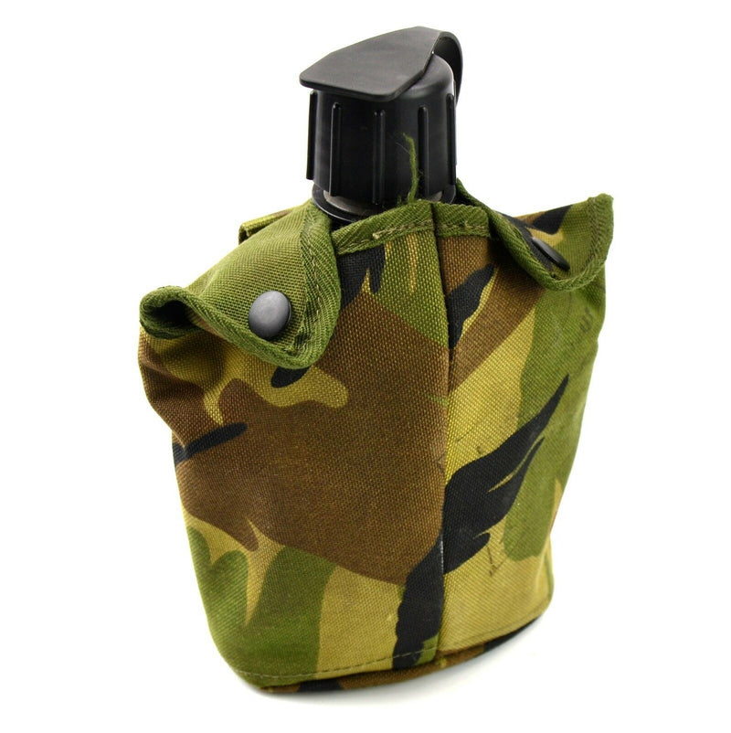 Cantina del ejército holandés genuino W Pouch y tapa de tapa de copa de acero inoxidable Alice Clips