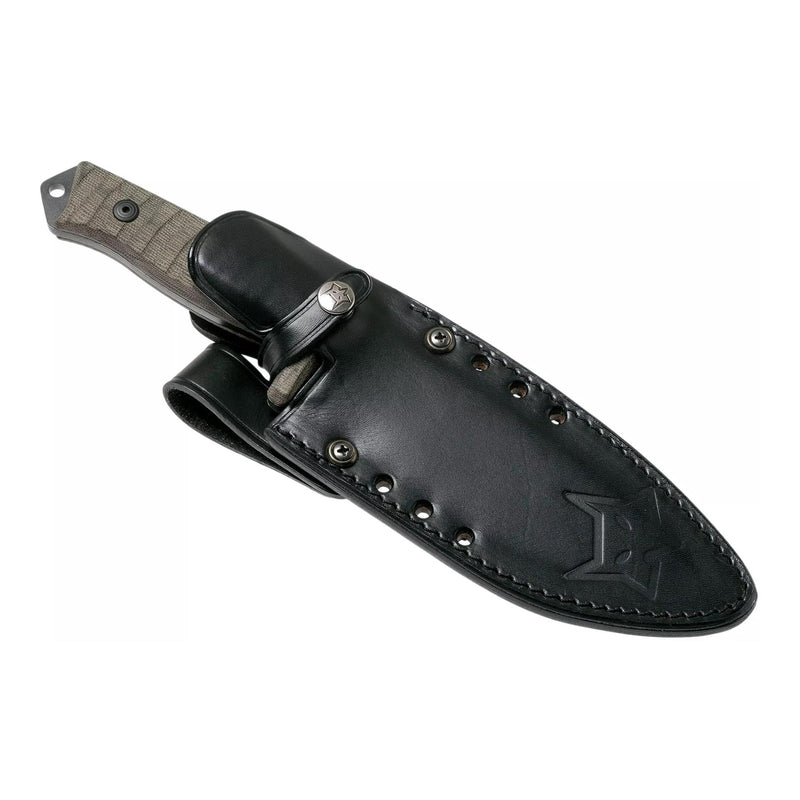 Fox Knives Bushman Cuchilla de cuchilla fija D2 Combate de supervivencia de acero Combate Micarta Mango